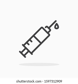 Syringe icon in line style. For your design, logo. Vector illustration. Editable Stroke.