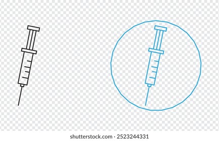 Spritzen-Symbol. Linie Spritze Symbol, Vektorgrafik.
