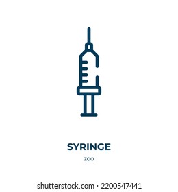 Syringe icon. Linear vector illustration from zoo collection. Outline syringe icon vector. Thin line symbol for use on web and mobile apps, logo, print media.