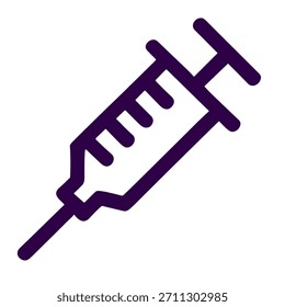 Syringe icon. A linear vector illustration of syringe isolated on white background.