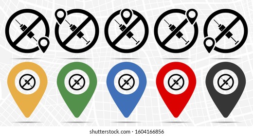 syringe icon in location set. Simple glyph, flat illustration element of universal theme icons