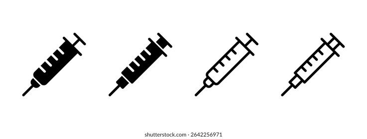 ícone da seringa logotipo design. sinal de injeção e símbolo.ícone da vacina