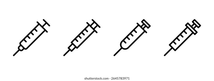 ícone da seringa logotipo design. sinal de injeção e símbolo.ícone da vacina