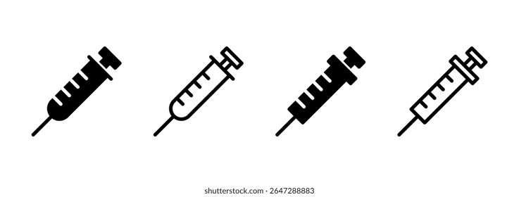 ícone da seringa logotipo design. sinal de injeção e símbolo.ícone da vacina