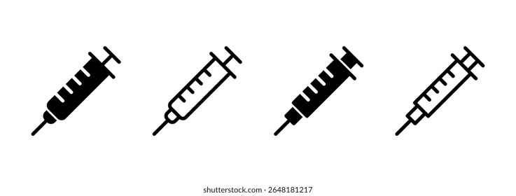 ícone da seringa logotipo design. sinal de injeção e símbolo.ícone da vacina