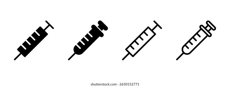 ícone da seringa logotipo design. sinal de injeção e símbolo.ícone da vacina