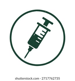 Vector del sello del logotipo del icono de la jeringuilla en el fondo blanco
Icono de sello de Vector