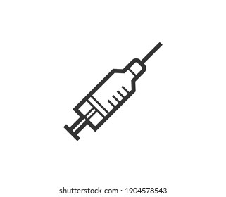 Syringe icon. Medical black line sign. Premium quality graphic design pictogram. Outline symbol icon for web design, website and mobile app on white background. Monochrome icon of cancer. 