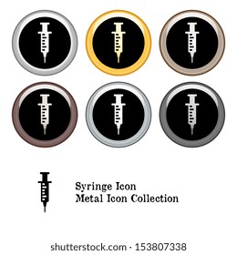 Syringe Icon Metal Icon Set