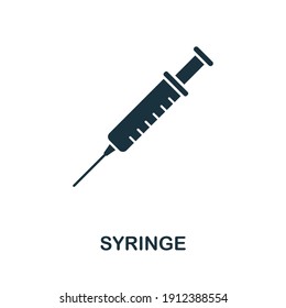 Syringe icon. Monocrome element from medical services collection. Syringe icon for banners, infographics and templates.