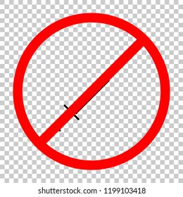 Syringe icon. Not allowed, black object in red warning sign with transparent background