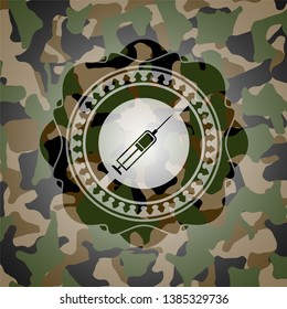 syringe icon on camo pattern