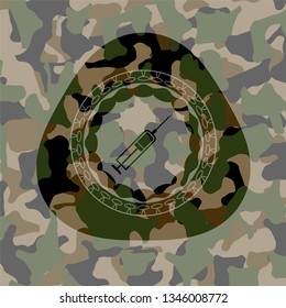 syringe icon on camouflaged pattern
