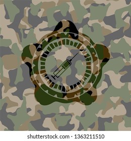 syringe icon on camouflaged pattern