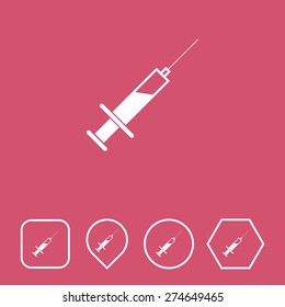 Syringe Icon on Flat UI Colors with Different Shapes. Eps-10.