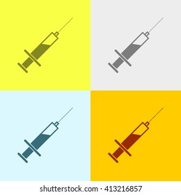 Syringe Icon on Four Different Backgrounds. Eps-10.
