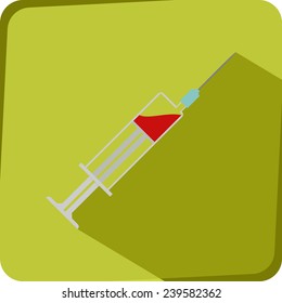syringe icon on the green background