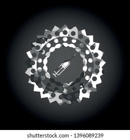 syringe icon on grey camouflage texture
