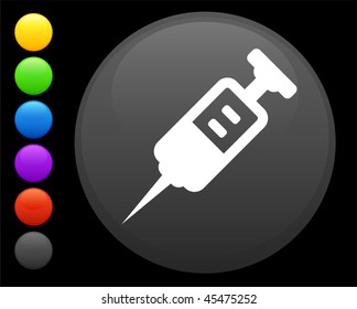 syringe icon on round internet button original vector illustration 6 color versions included