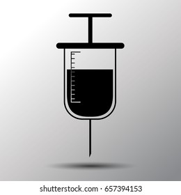 Syringe icon on a white background. Logo silhouette design template. Simple symbol concept in flat style.