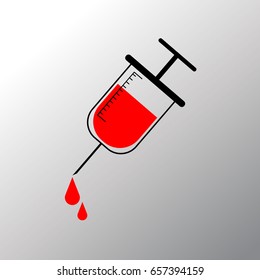 Syringe icon on a white background. Logo silhouette design template. Simple symbol concept in flat style.
