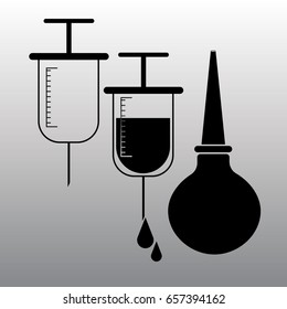 Syringe icon on a white background. Logo silhouette design template. Simple symbol concept in flat style.