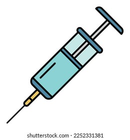 Syringe icon. Outline syringe vector icon color flat isolated on white