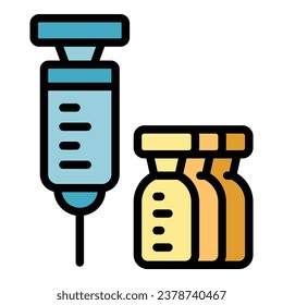 Syringe icon outline vector. Test pcr. Health travel color flat