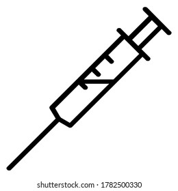 Syringe icon. Outline syringe vector icon for web design isolated on white background