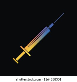 Syringe icon. Rainbow color and dark background