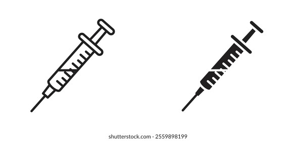 Syringe Icon set in black color for ui designs