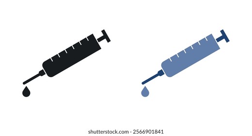 Syringe icon set in black and colored