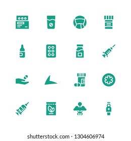 syringe icon set. Collection of 16 filled syringe icons included Nurse, Medicine, Injection, Pharmacy, Drugs, Live drive, Vaccine, Drug, Ampoule