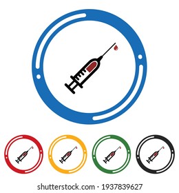 Syringe icon set. flat design vector illustration in 5 colors options for webdesign