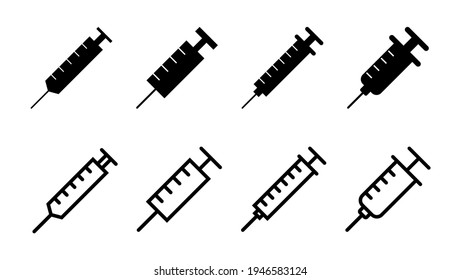 Syringe icon set. injection icon vector.