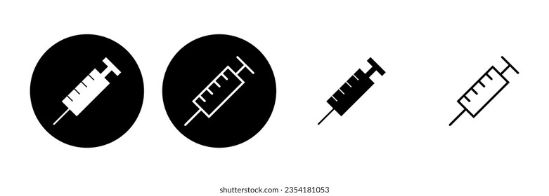 Conjunto de iconos de la jeringa. vector de icono de inyección.
