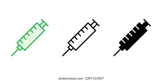 Conjunto de iconos de la jeringa. vector de icono de inyección.