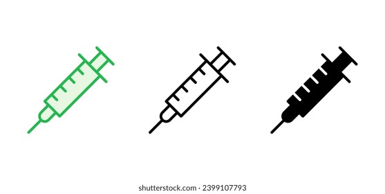 Conjunto de iconos de la jeringa. vector de icono de inyección.