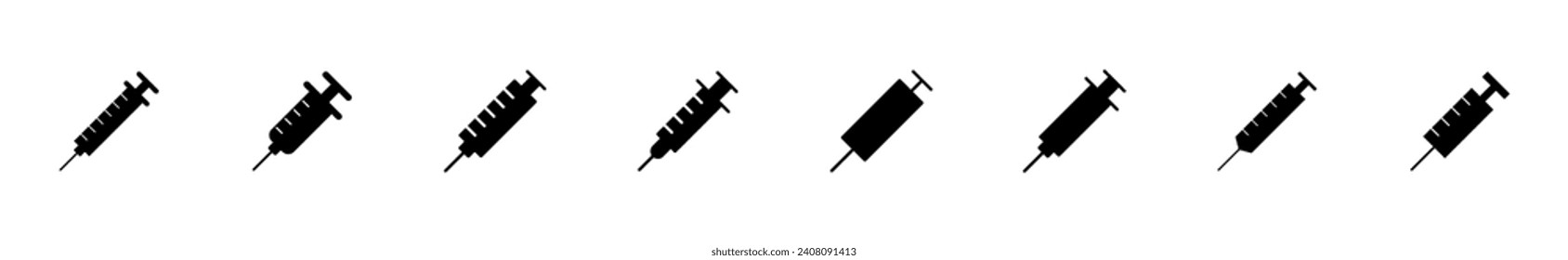 Conjunto de iconos de la jeringa. vector de icono de inyección.