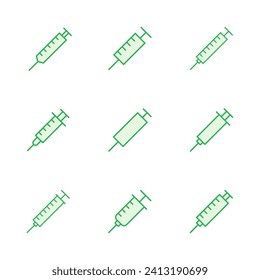 Syringe icon set. injection icon vector.