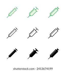 Syringe icon set. injection icon vector.
