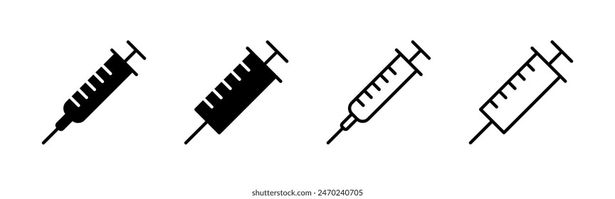 Conjunto de iconos de jeringa. Vector de iconos de inyección.