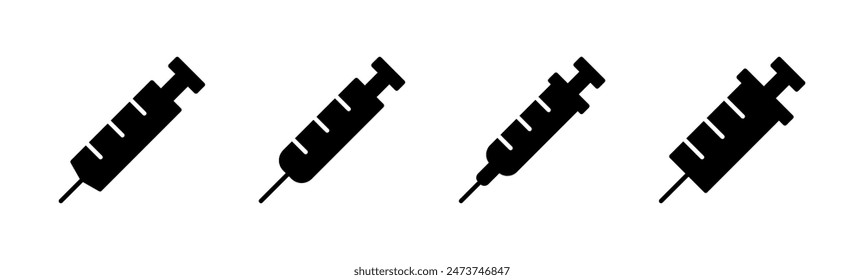 Conjunto de iconos de jeringa. Vector de iconos de inyección.