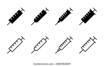 Syringe icon set. injection icon vector.