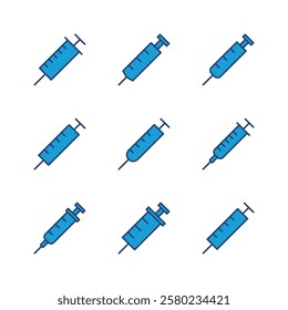 Syringe icon set. injection icon vector.