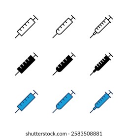 Syringe icon set. injection icon vector.