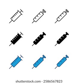 Syringe icon set. injection icon vector.