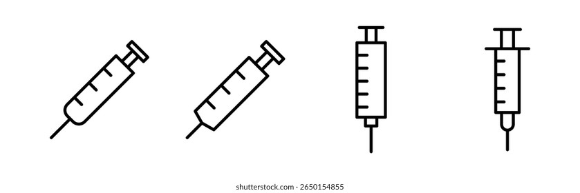 Conjunto de iconos de jeringa. Vector de iconos de inyección.
