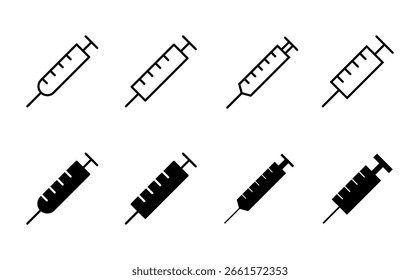 Syringe icon set. injection icon vector.