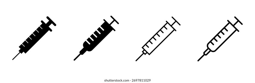 Syringe icon set. injection icon vector.